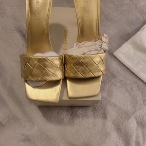 Marc Fisher Gold Mules